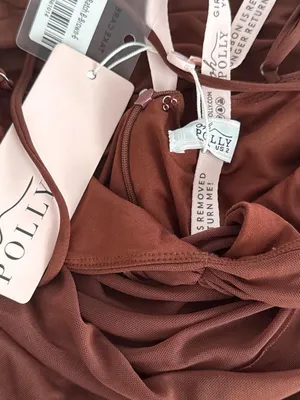 Oh Polly Chocolate Brown Ruched Spaghetti Strap Mini Dress thumbnail 4