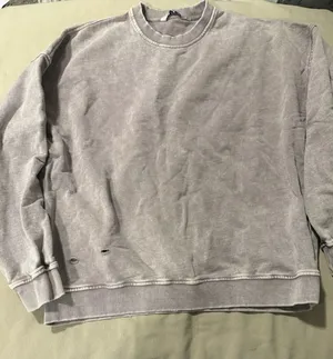 Free People x Falling Forward Washed Purple Slouchy Destroyed Sweatshirt L thumbnail 1