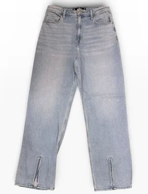 Hollister Ultra High-Rise‎ Dad Jeans Light Wash Stretch Split Hem Size 11 30x31 thumbnail 1