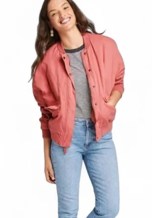 Universal Threads Quilted Coat Pink Coral Snap Zip Oversized XXL thumbnail 1