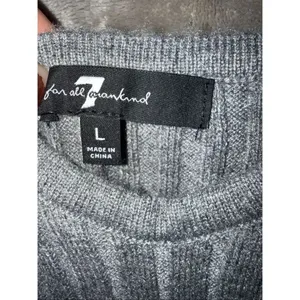 7 for all mankind grey ribbed stretchy v-neck semi crop tank Large #762 thumbnail 3