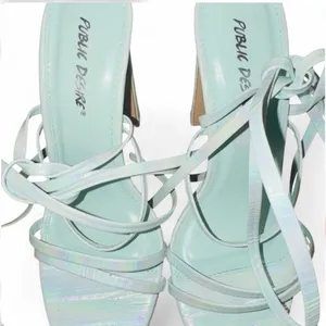 Public Desire Lace Up Wrap Heels White Strappy Sandals Block Heel UK 5 US 7 NEW thumbnail 2