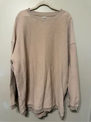 Aerie Women's Oversized Waffle Knit Crewneck Sweater - Dusty Rose thumbnail 2