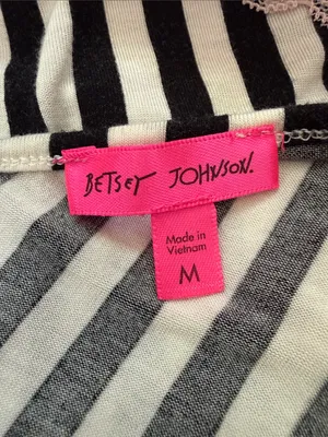 Betsey Johnson Pink & Black Striped Lace Trim Whimsigoth Fairy Mini Slip Dress thumbnail 3