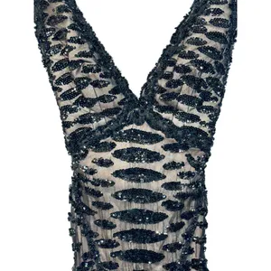 NEW Mandalay Black Nude Silk Sequin Maxi Long Gown Evening Formal Dress Womens 6 thumbnail 3