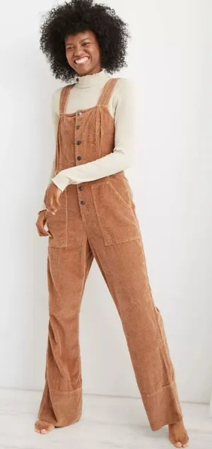 NWT Aerie Women's Corduroy Kick Flare Overalls Size‎ S thumbnail 1
