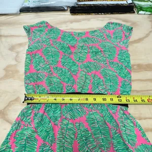Lilly Pulitzer Pink‎ Green Palm Leaf Print Tunic Top Small Tropical Boat Neck thumbnail 9