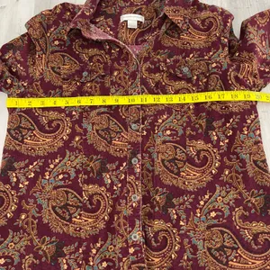 Christopher & Banks Long Sleeve Button Down Paisley Corduroy Cotton Shirt Large thumbnail 6