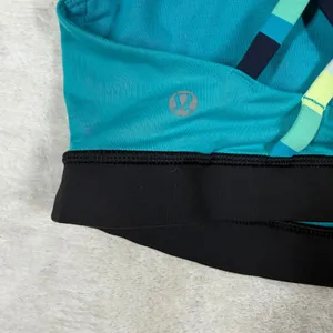 Lululemon Energy Bra Teal Blue Black Strappy Criss Cross Back Size‎ 6 9039 thumbnail 2