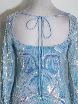 Velvi Light Blue Sequin Cocktail Dress Size Small Homecoming Dress thumbnail 6