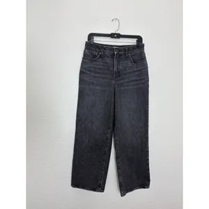 Madewell The Perfect Vintage Wide-Leg Crop Jeans Size 29 Washed Black Robles thumbnail 4