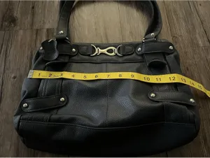 VTG Y2K Black Horsebit Hardware Shoulder Bag Genuine Leather thumbnail 5