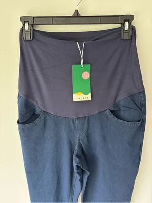 Halara Maternity Blue Stretchy Jean Jeggings Over Belly Panel thumbnail 2