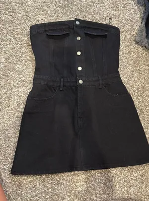 Pitaya Black denim strapless dress thumbnail 1