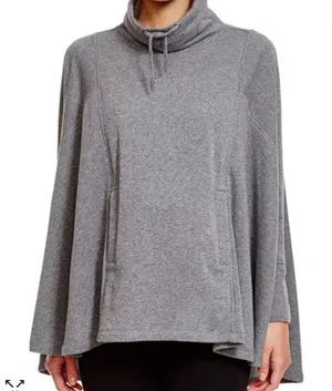 UGG Women's Pichot Turtleneck Fleece Pockets Grey‎ Cape Poncho Grey Cozy Drapey thumbnail 1