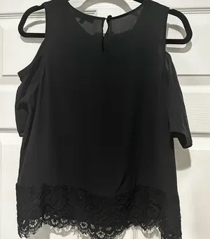 Madewell Black Asymmetrical Cut‎ Out Blouse whimsygoth gothcore romantic thumbnail 1