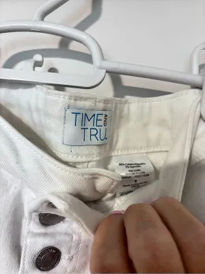 Time and Tru High Rise Button Fly Cropped Jeans Straight Leg Jeans White Waist thumbnail 3