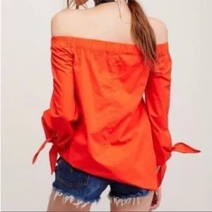 Free People Poppy Red‎ Show Me Some Shoulder Top Size XS thumbnail 2