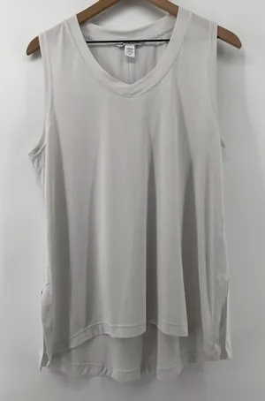 Athleta Women M Inspire‎ Tank Top White V-Neck Oversized Flowy Relaxed Yoga Gym thumbnail 1