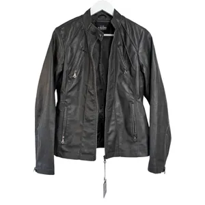 Tagoo Vegan Faux Leather Gray Biker Moto Zip Up Grunge Jacket NWT Large thumbnail 7