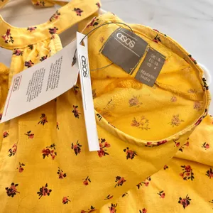 NWT ASOS Ditsy Floral Halter cotton linen blend mini dress size 4 thumbnail 5