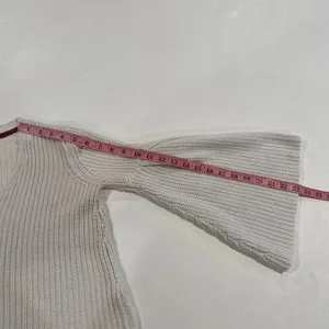 Free People Cream Cropped Bell Sleeve Sweater Women XS Boho Knit V Neck Top thumbnail 6