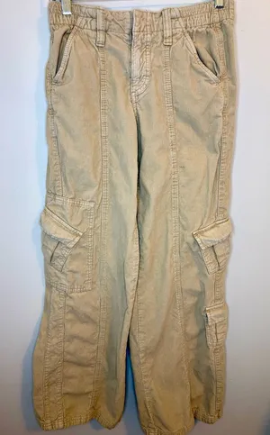 BDG Urban Outfitters Y2K Corduroy Cargo Pants Tan Low Rise XS thumbnail 1