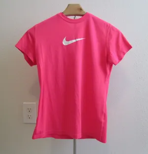 Nike Dri-FIT T-Shirt Large Pink Athletic Cut‎ Swoosh Performance Tee thumbnail 1