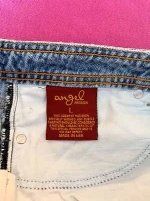 Angel Denim | Light Wash Studded Frayed Mini Skirt | L thumbnail 4