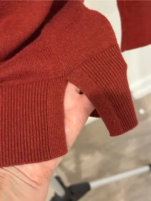 LOFT Rust Red V-Neck Mixed Knit Raglan Sweater Top XS thumbnail 3