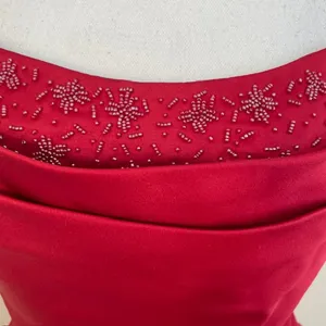 Y2K Vintage Formal Prom Princess Lace Up Corset Dress Red Satin Medium thumbnail 3