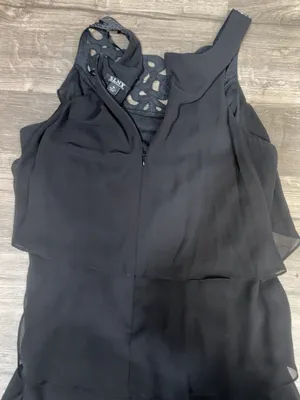 SLNY Black Layered Chiffon Beaded Floral Formal Dress Size 16 👗 thumbnail 11