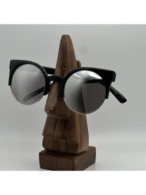 Black and Gold Round Sunglasses with Cat Eye Frame thumbnail 2