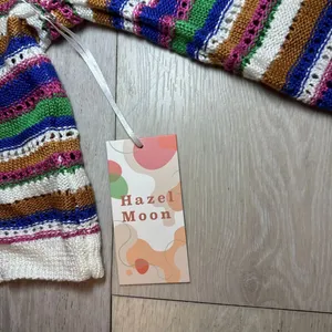 NWT knit striped crocheted Colorful fall cropped sweater cardigan‎ size medium thumbnail 3