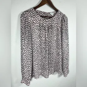 J. Crew Women's Peasant Blouse‎ in Light Pink with Dalmatian Dots Size Small thumbnail 8
