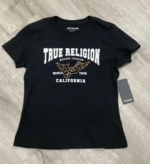True Religion Black T-Shirt Cotton thumbnail 1