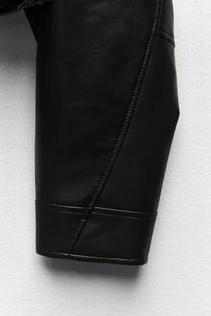 ZARA jacket biker faux leather cropped coat thumbnail 14