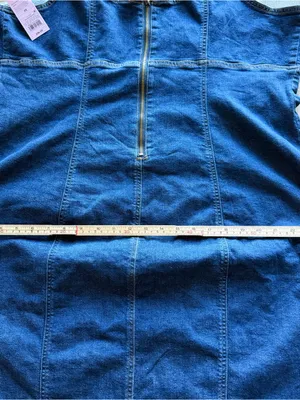 Target Dark Blue Denim Slip Dress with Contrast‎ Stitching thumbnail 3