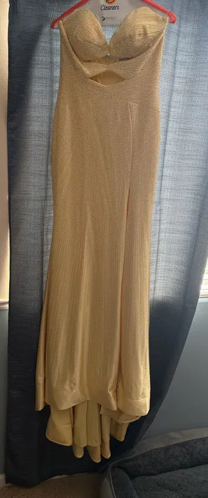 Sherri Hill Prom Dress Yellow Sparkly Long thumbnail 1