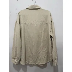 SHEIN Women Cream Corduroy Button Down Shacket Jacket Beige Size L thumbnail 5