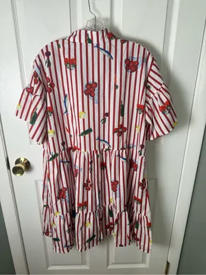 Petal & Pup Peachy Mini Dress in Red Picnic Stripe L thumbnail 6