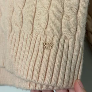 Aritzia Sunday Best Merino Wool Cotton Lottie Cable Knit Cropped Polo Sweater XS thumbnail 6