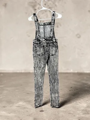Montana Jeans Womens Acid Wash Denim Overalls Skinny Leg Jumpsuit Size 3 Flaw thumbnail 2