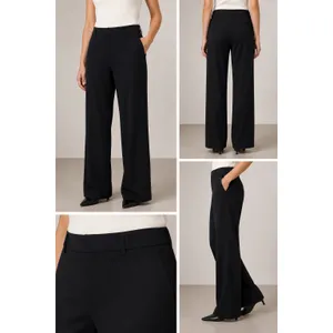Halara Black High‎ Waisted Wide Leg Petite Trousers Pleated Workwear Pants L thumbnail 2