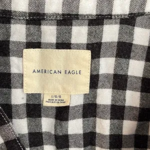 American Eagle Black and White embroidered Checkered Women's Top large thumbnail 3