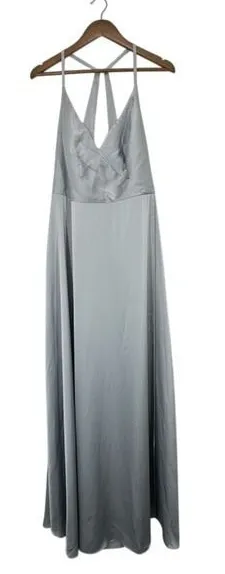 Azazie Size 16 NEW Davis Bridesmaid Dress Silver Pebble Formal Evening‎ Gown thumbnail 1