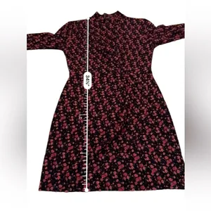 RTR Black Halo Briar Long‎ Sleeve Black & Red Rose Floral Print Mini Dress Sz 6 thumbnail 16