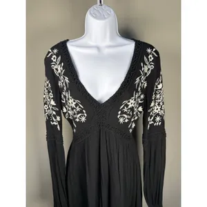 Francesca's Blue Rain Embroidered Boho Peasant Mini Dress‎ S Johnny Was Vibes thumbnail 5