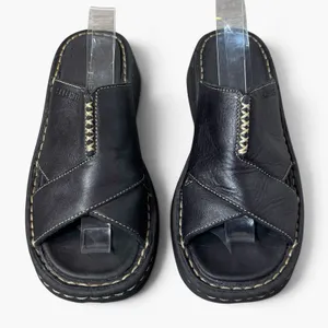 Vintage Y2K Skechers Black Leather Chunky Platform Slide Sandals Size 6 Grunge thumbnail 3