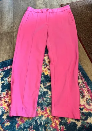 Betabrand Women's Pink Stretch Ponte Ankle Pants thumbnail 1